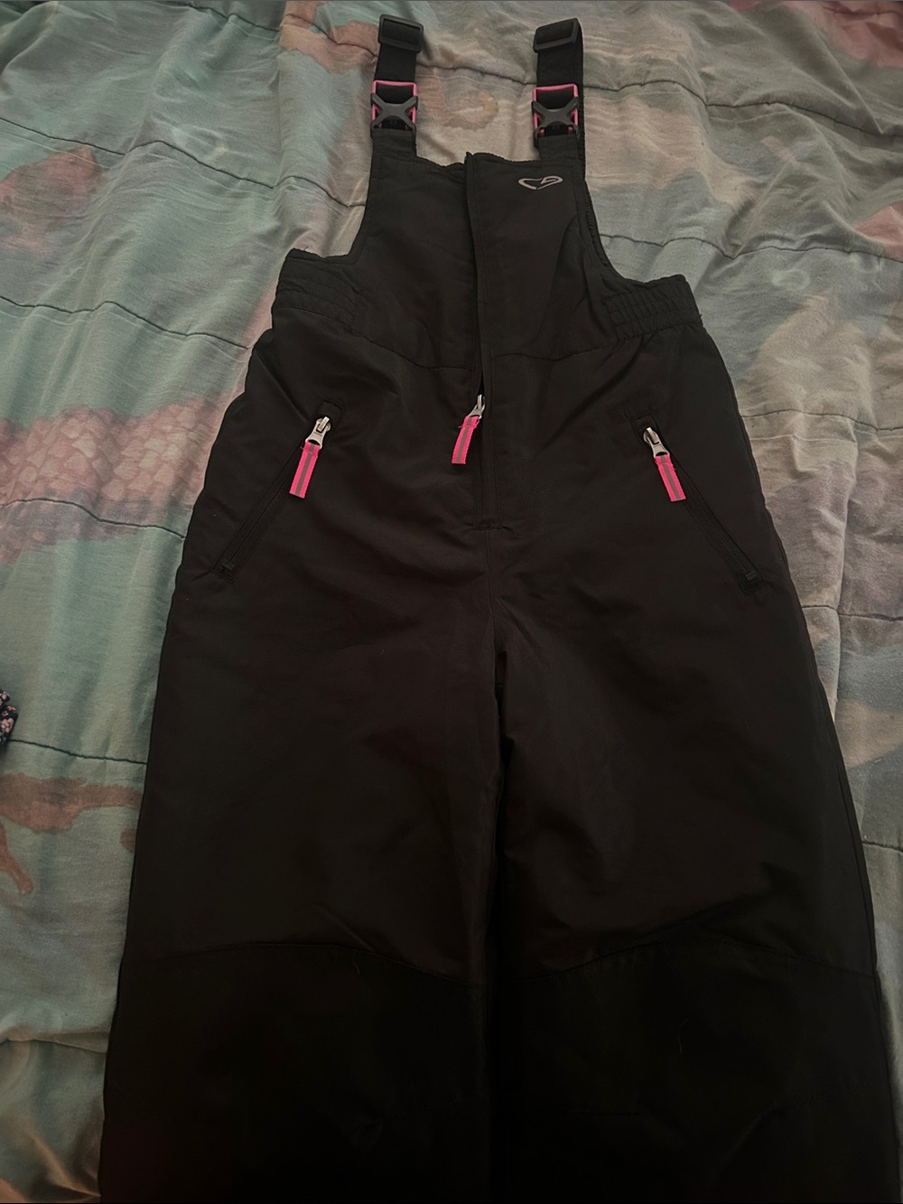 Champion Black Kids Snow Overalls with Pink Accents